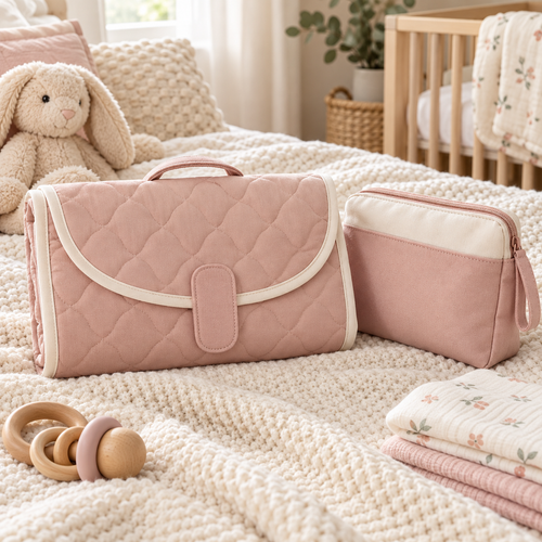 Portable Foldable Baby Changing Mat with Detachable Storage Pouch, Compact Travel-Friendly Design & Convenient Diaper Organization